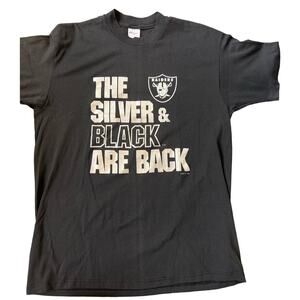 VTG Logo 7 Oakland Raiders NFL Silver & Black Are Back single stitch T-shirt XL